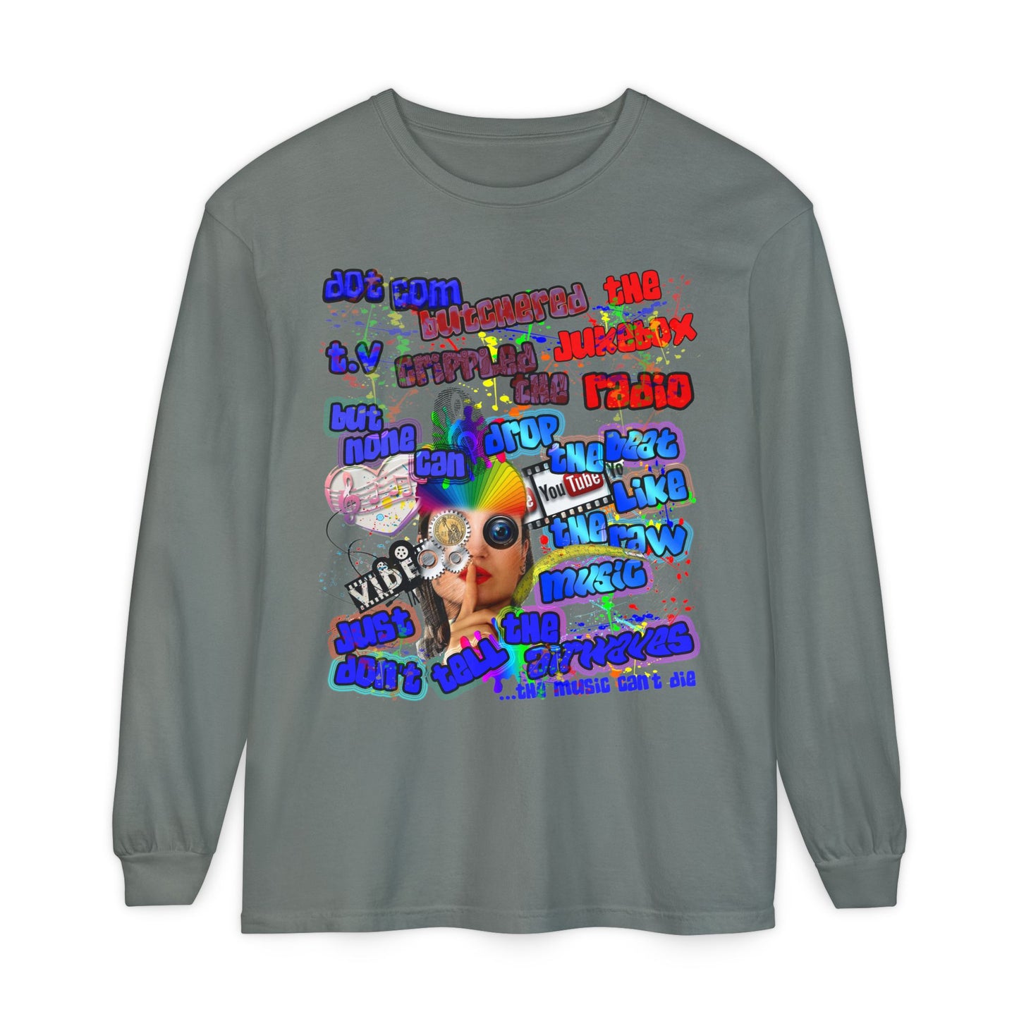 drop the beat - Unisex Garment-dyed Long Sleeve T-Shirt