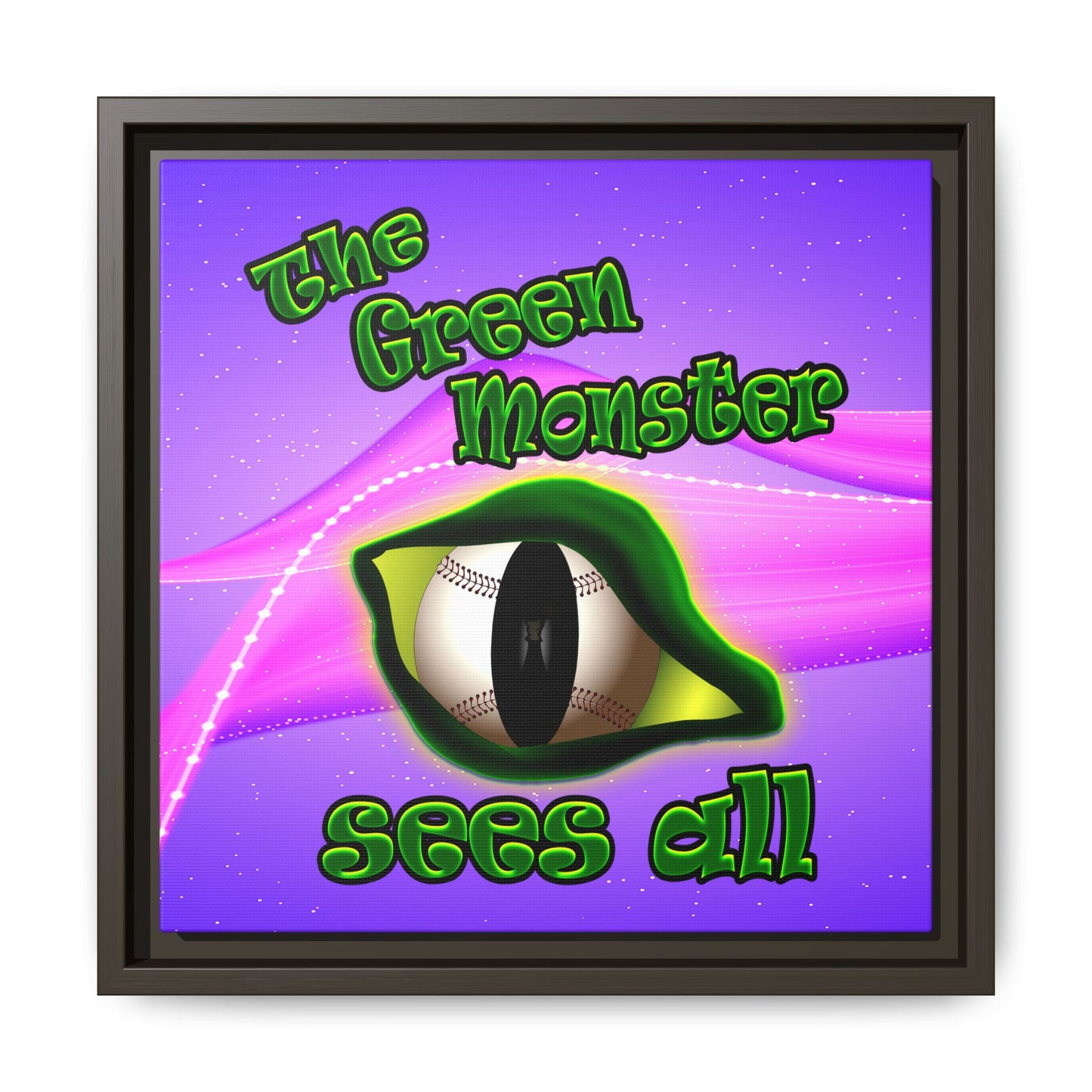 green monster - framed canvas art (purple-pink wave)