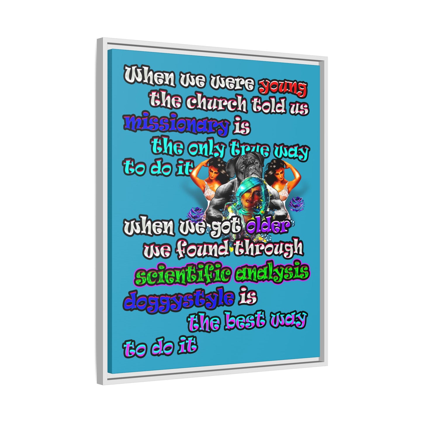 doggystyle - framed canvas art (turquoise)