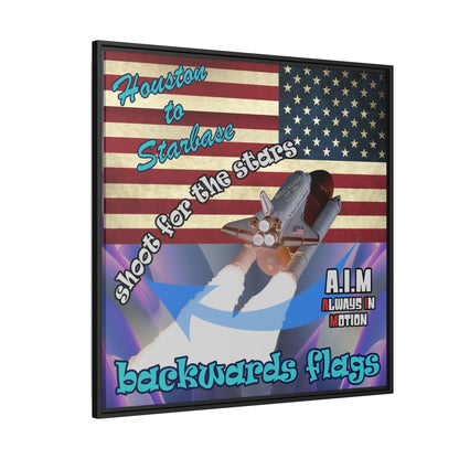 shoot for the stars - framed canvas art (grey-pink wave)