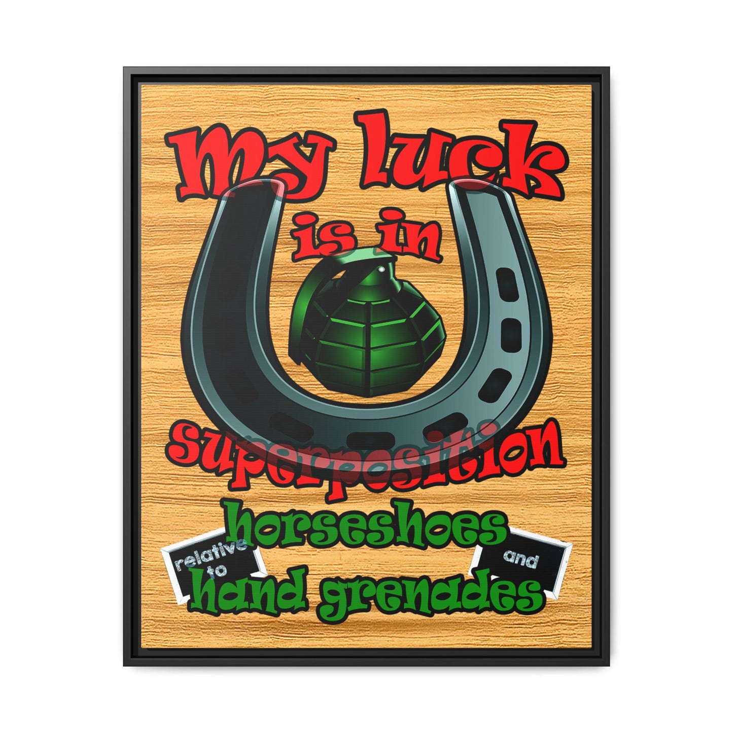my luck - framed canvas art (butterscotch wood finish)