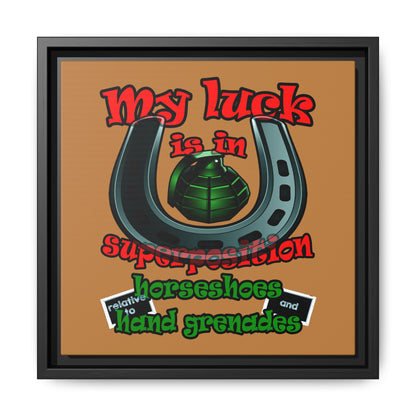 my luck - framed canvas art (light brown)
