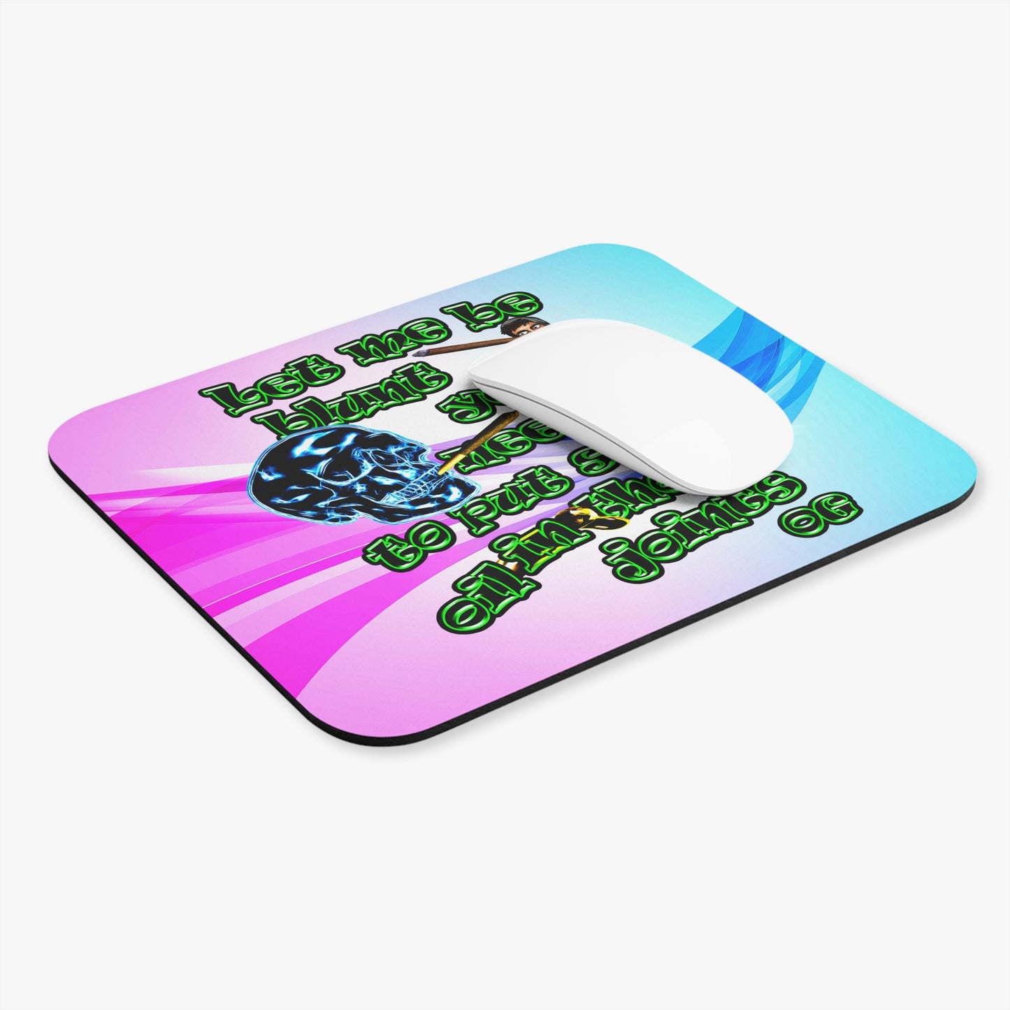 og - Mouse Pad (Rectangle) (light blue-pink wave)