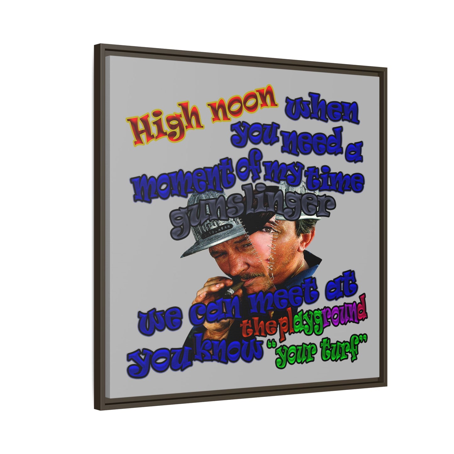 high noon - framed canvas art (light grey)