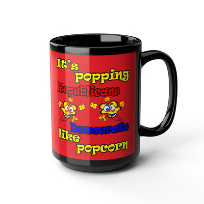 popping like popcorn - Black Mug (red)