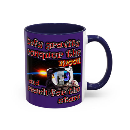 defy conquer reach - Accent Mug (purple)