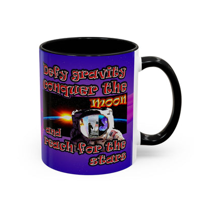 defy conquer reach - Accent Mug (purple-pink wave)