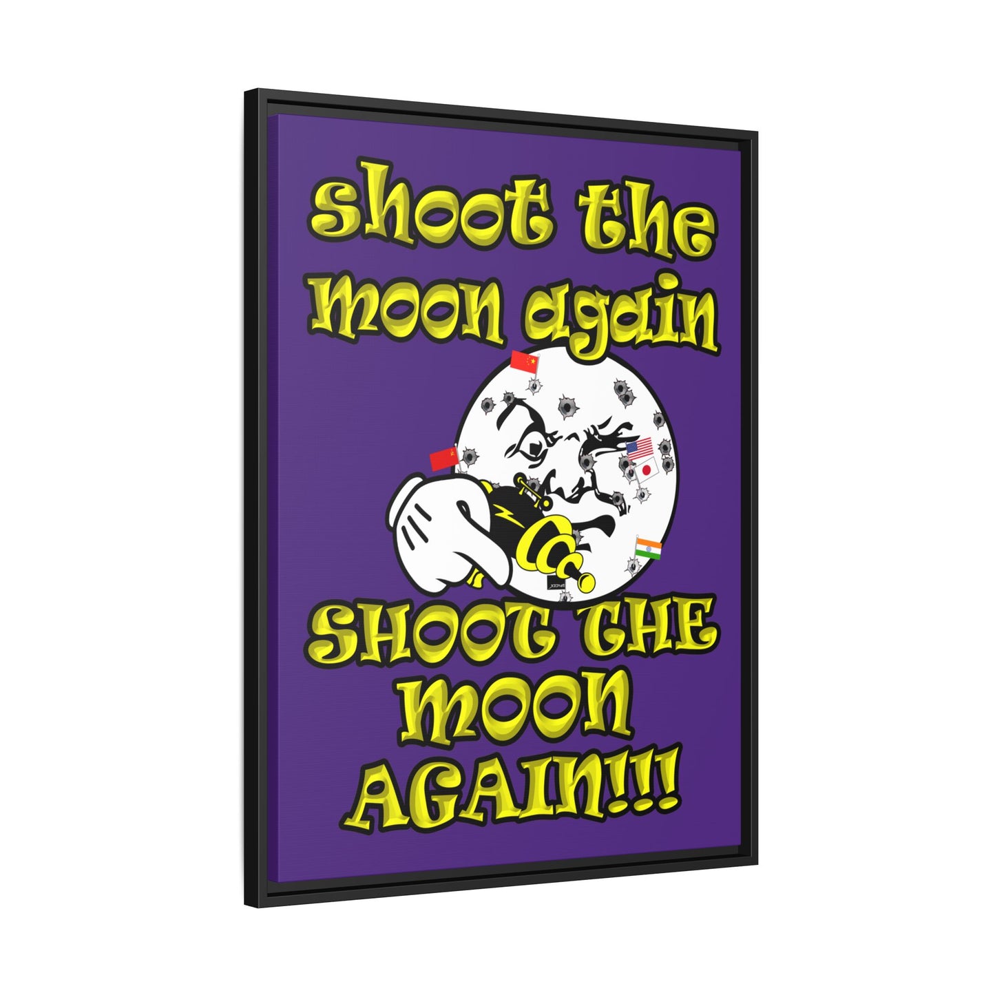 shoot the moon again - framed canvas art (purple)