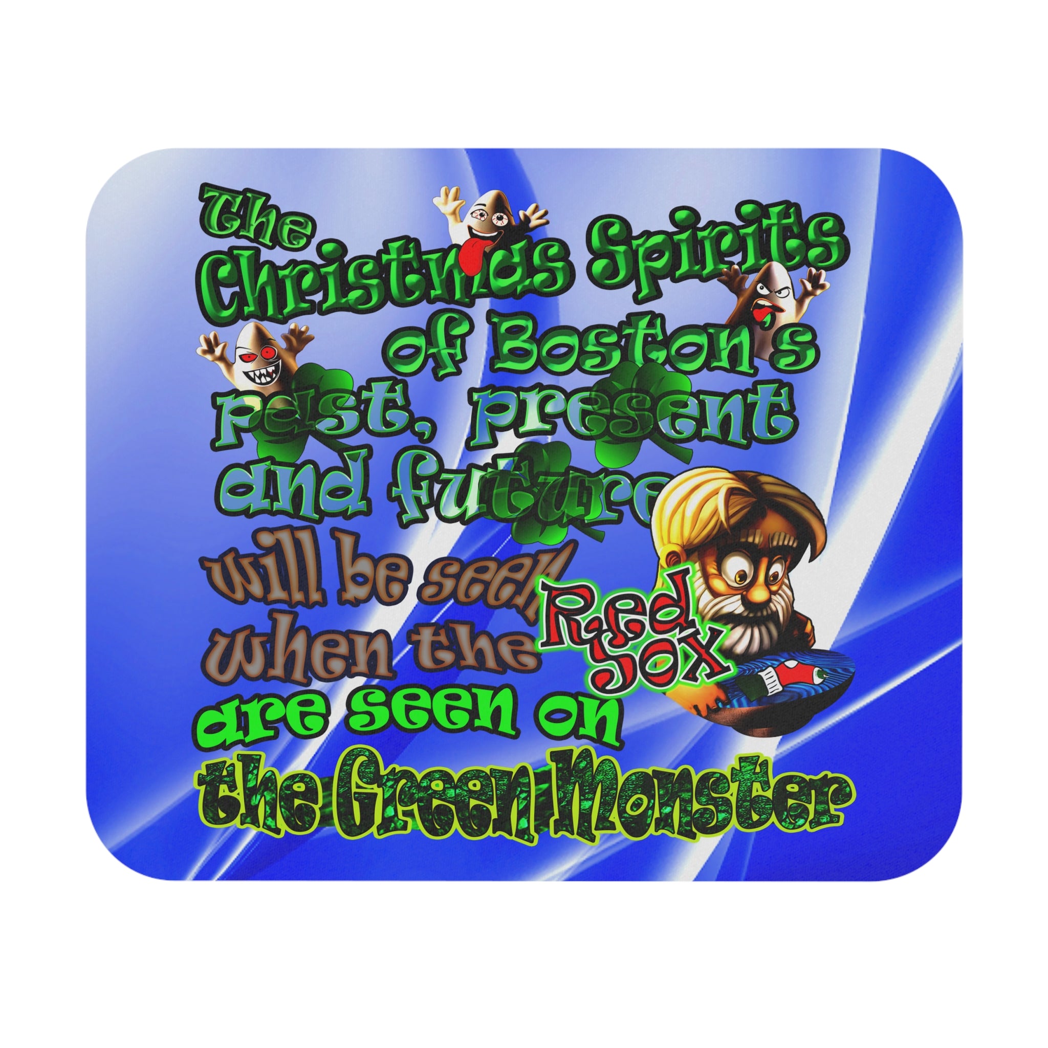 christmas spirits of boston - Mouse Pad (Rectangle) (blue-white wave)
