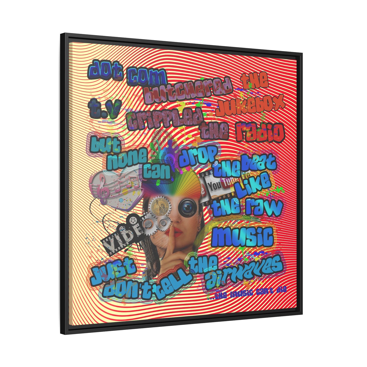 drop the beat - framed canvas art (yellow-orange wave)