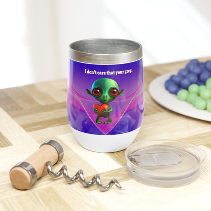 I don't care that your grey - Chill Wine Tumbler (purple-pink wave)