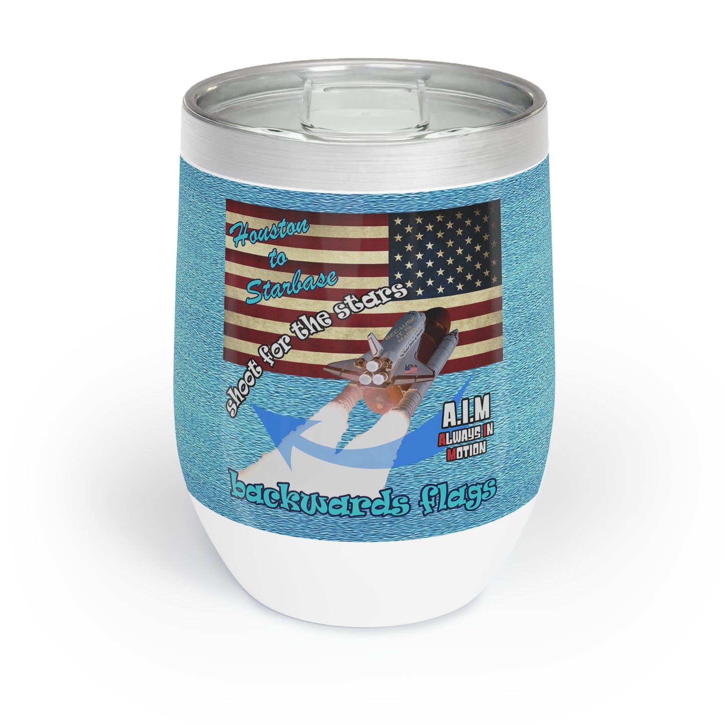 shoot for the stars - Chill Wine Tumbler (faded blue)