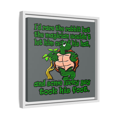 turtle race - framed canvas art (dark grey)