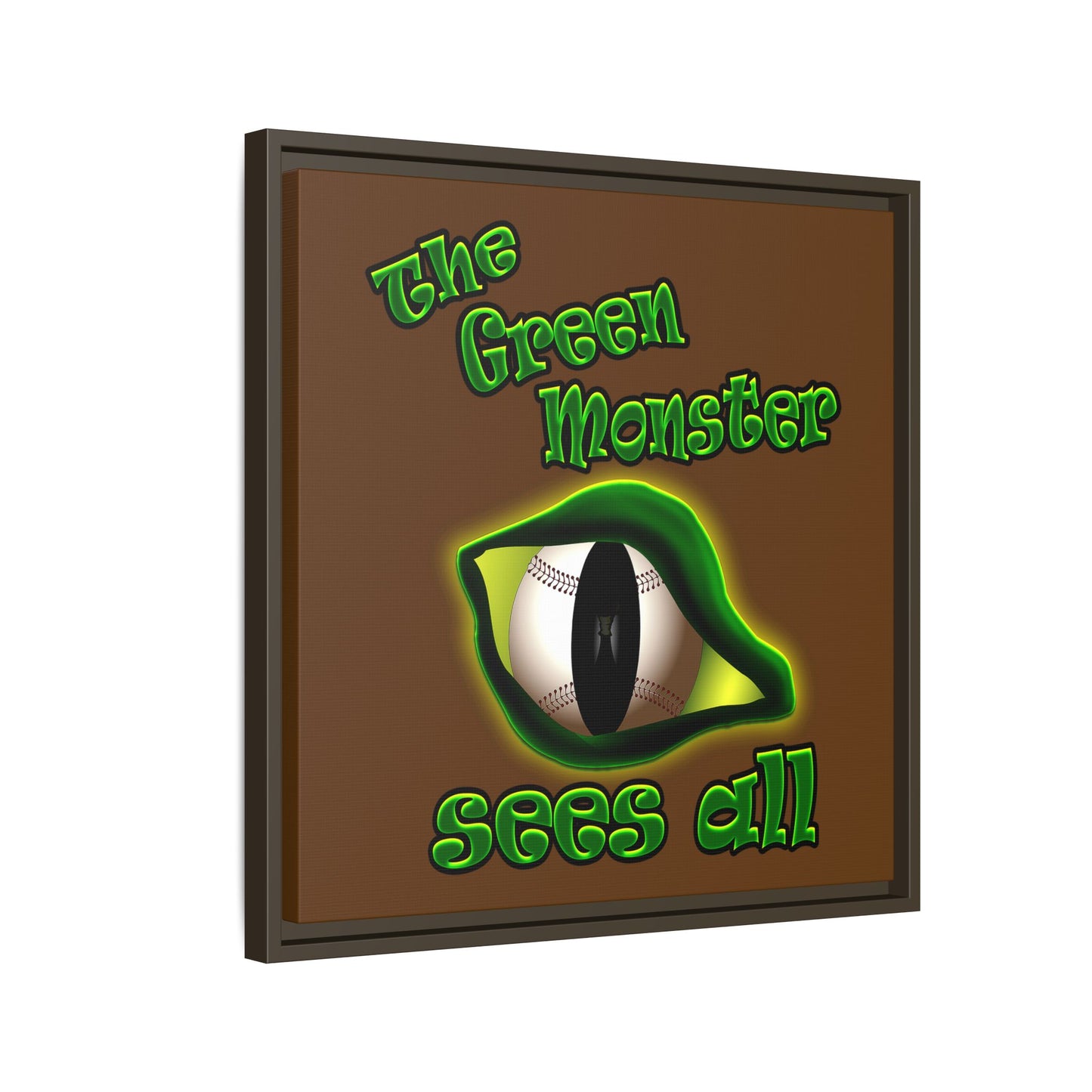 green monster - framed canvas art (brown)