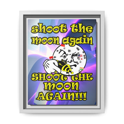 shoot the moon again - framed canvas art (grey-pink wave)