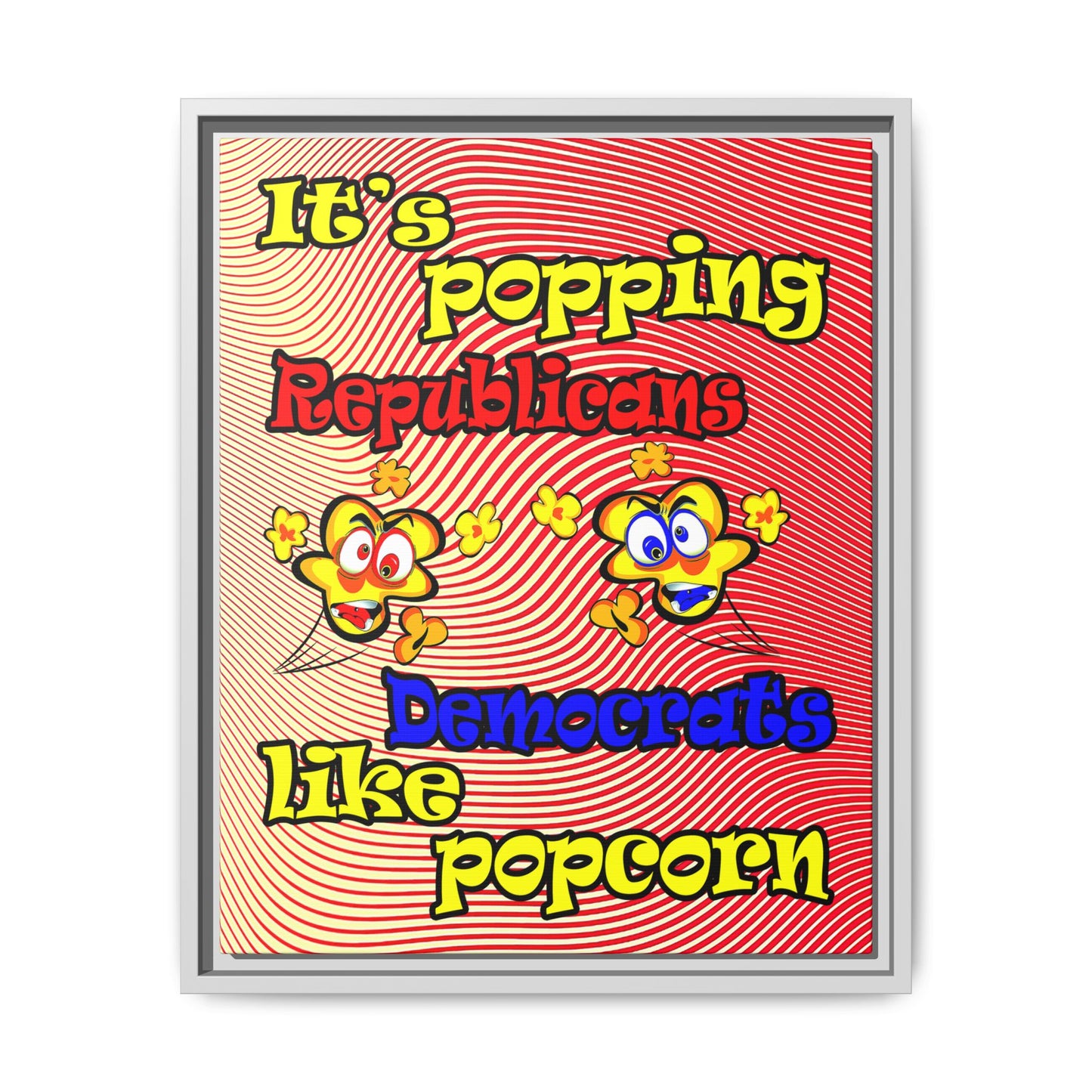 popping like popcorn - framed canvas art (yellow-orange wave)