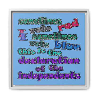 declaration of the independents - framed canvas art (light blue)