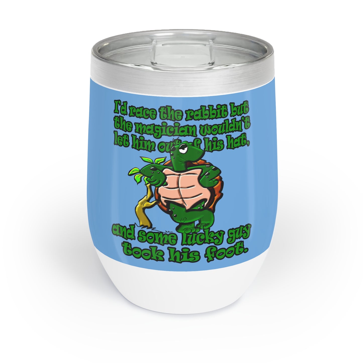 turtle race - Chill Wine Tumbler (light blue)