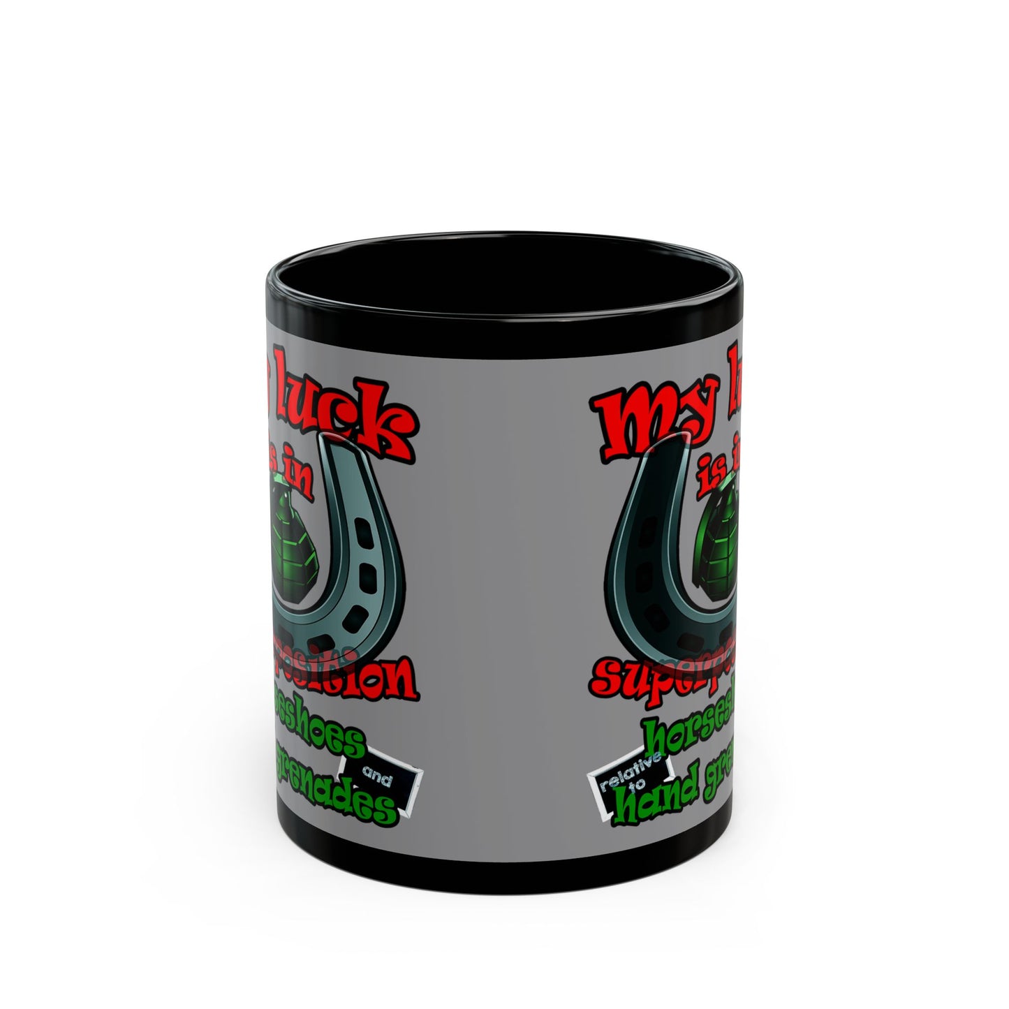 my luck - Black Mug (grey)