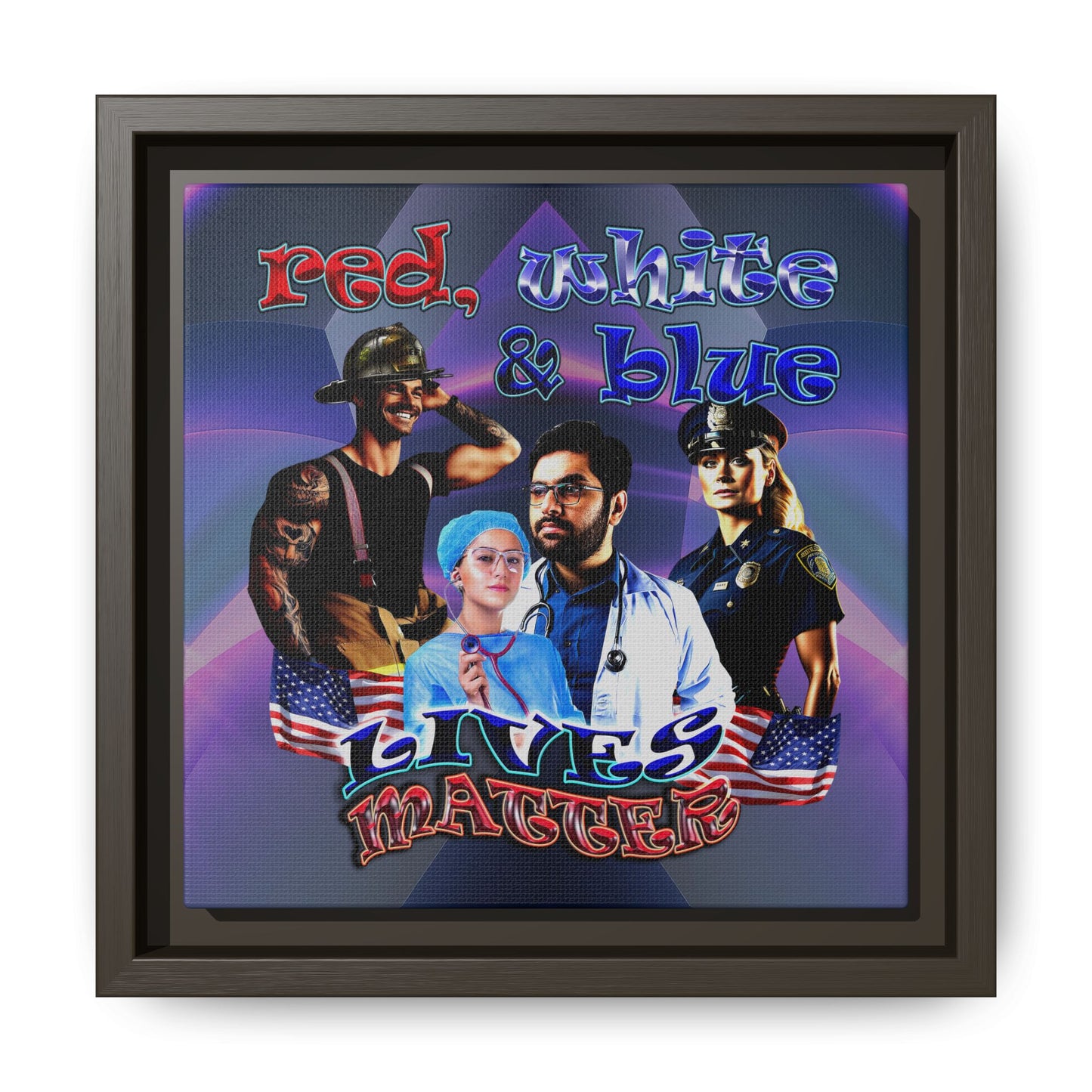 rw&b lives matter - framed canvas art (grey-pink wave)