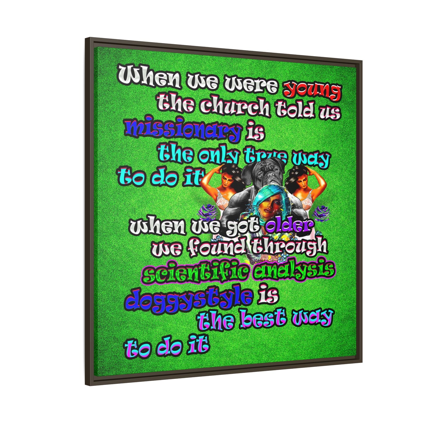 doggystyle - framed canvas art (green turf)
