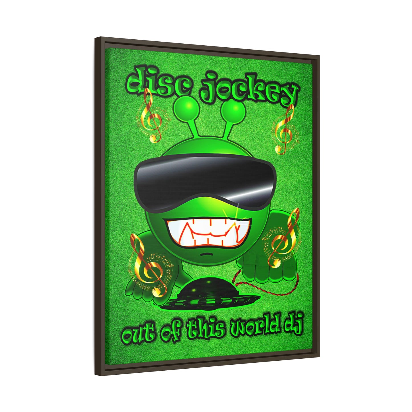disc jockey - framed canvas art (green turf)