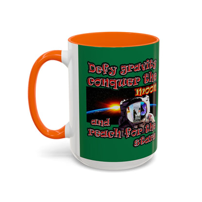 defy conquer reach - Accent Mug (dark green)