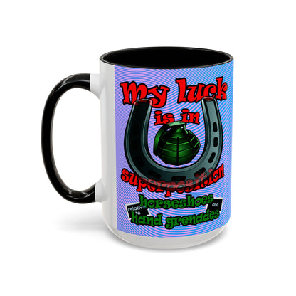 my luck - Accent Mug (light blue-purple wave)