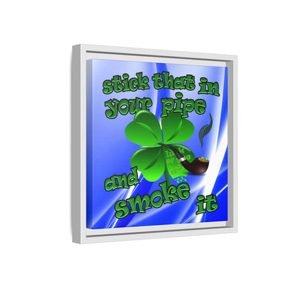 stick that in your pipe and smoke it - framed canvas art (blue-white wave)