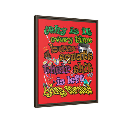 the bum's shit - framed canvas art (red)