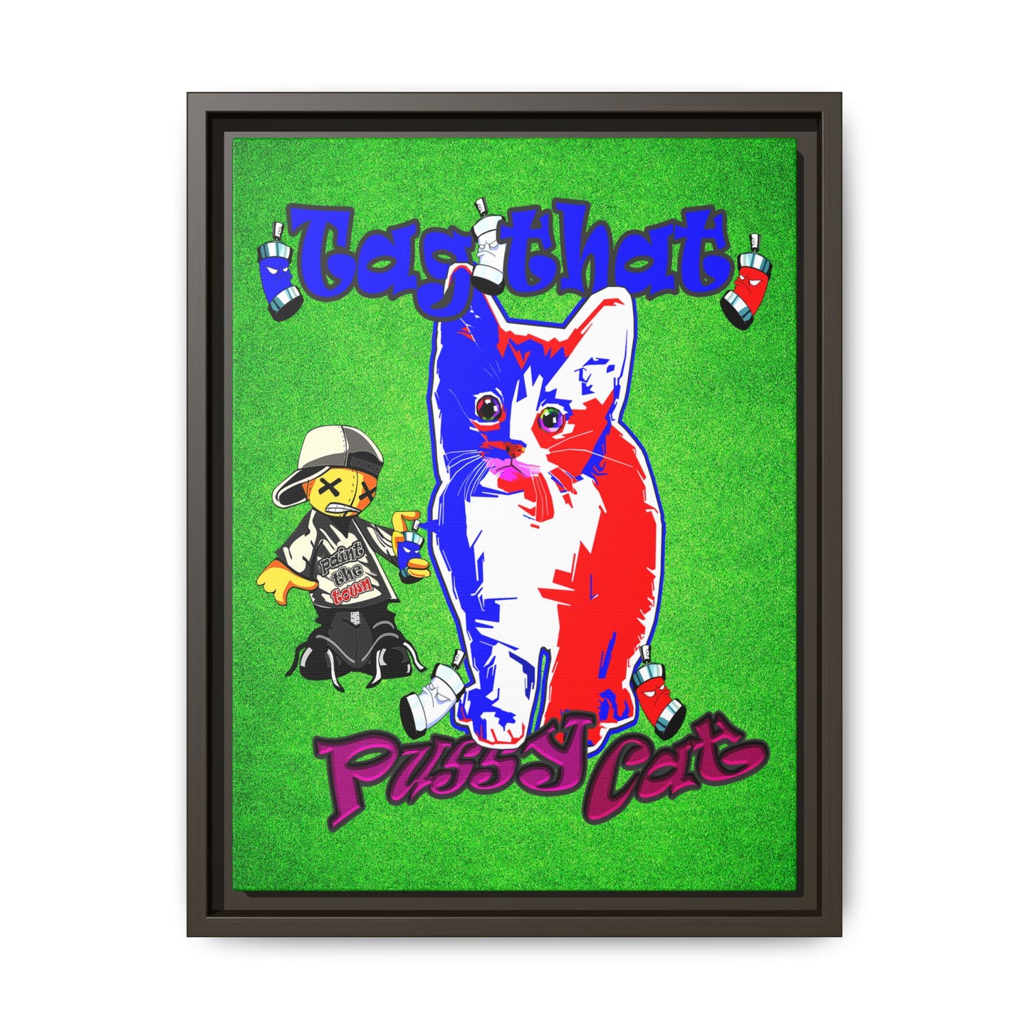 tag that - framed canvas art (green turf)