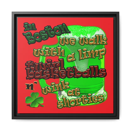 celtics logo - framed canvas art (red)