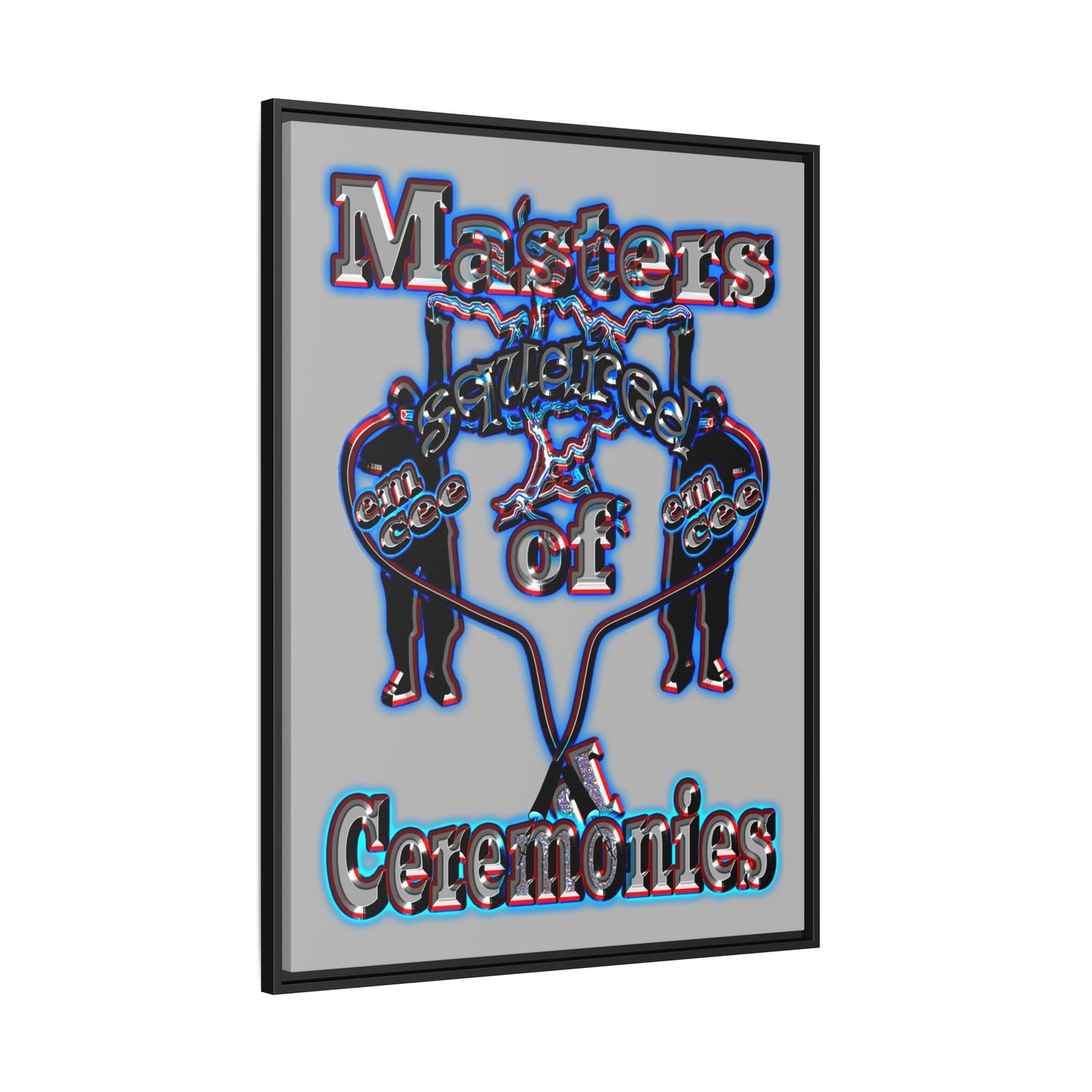 em cee squared - framed canvas art (light grey)
