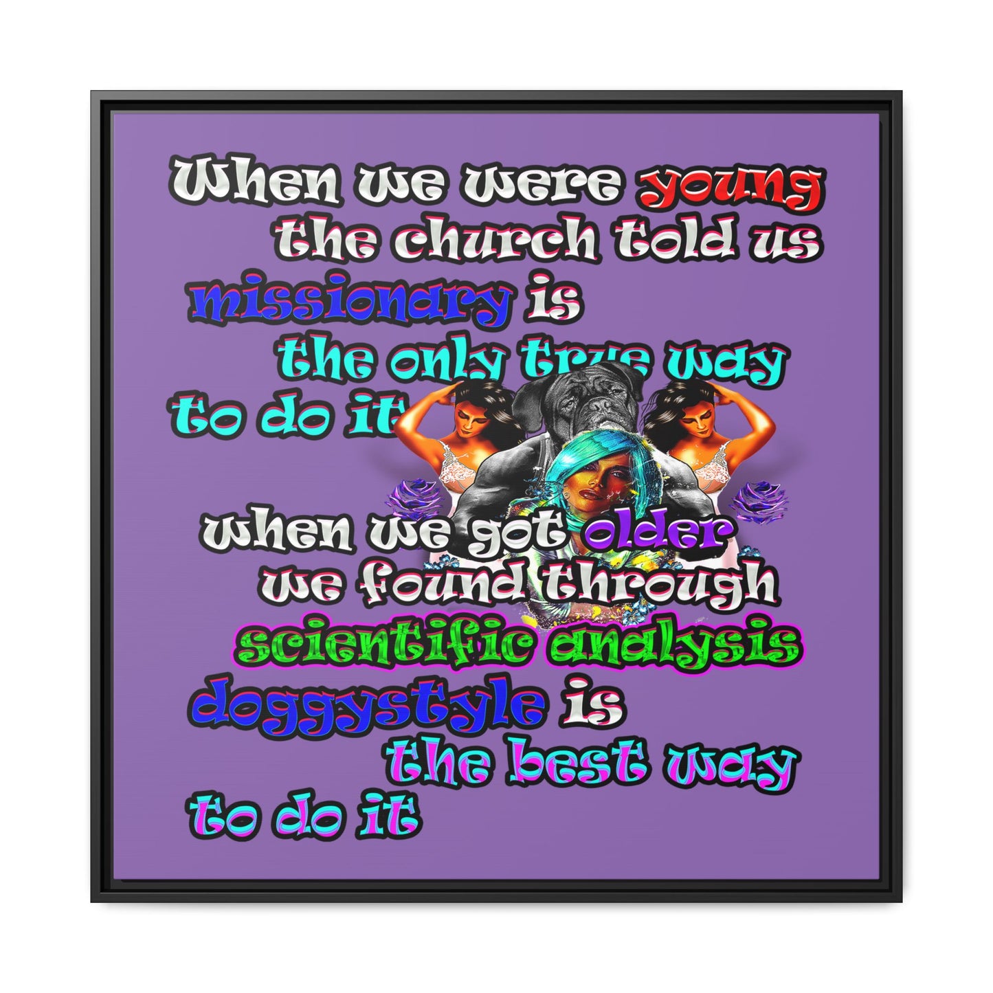 doggystyle - framed canvas art (light purple)