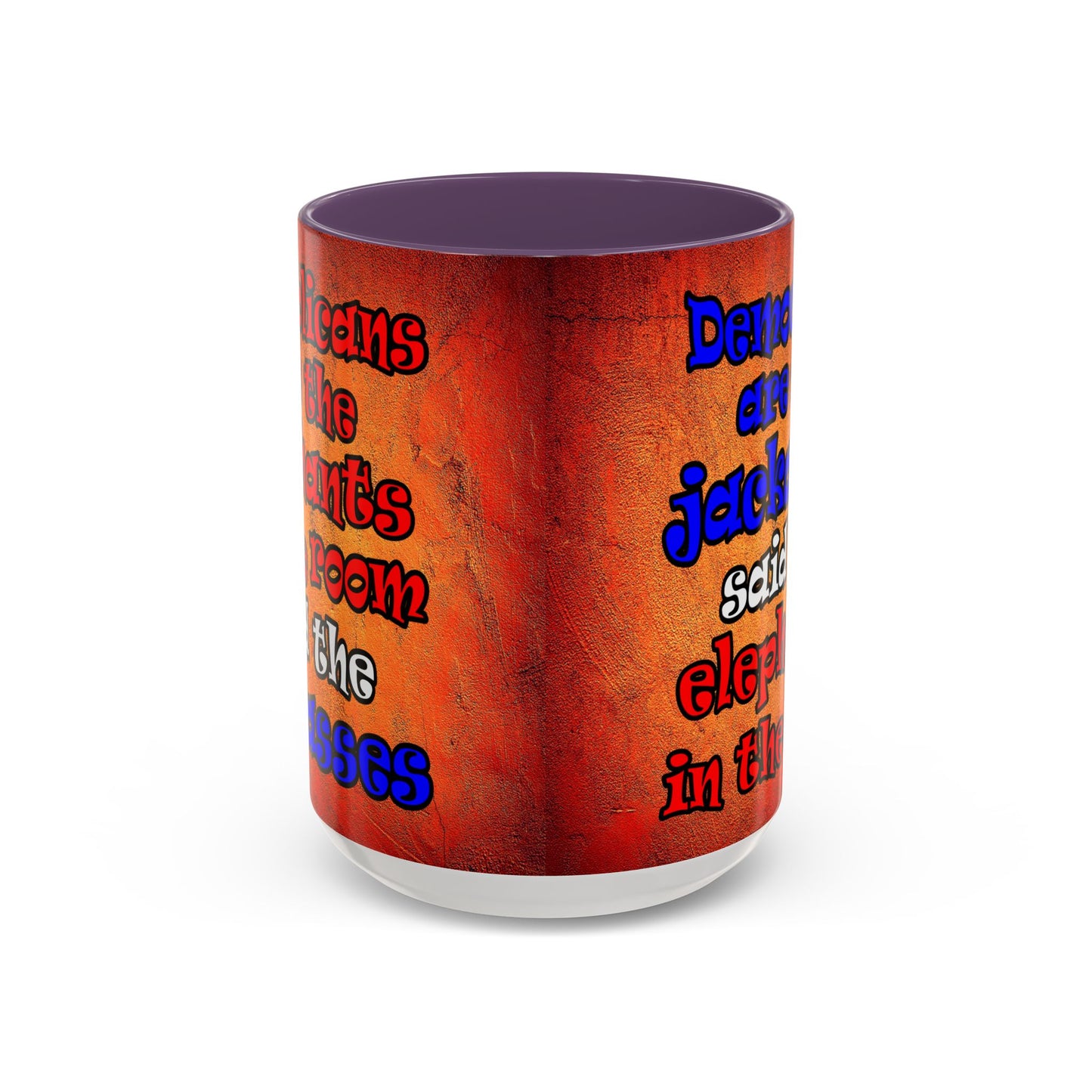donkeys and elephants - Accent Mug (burnt orange)