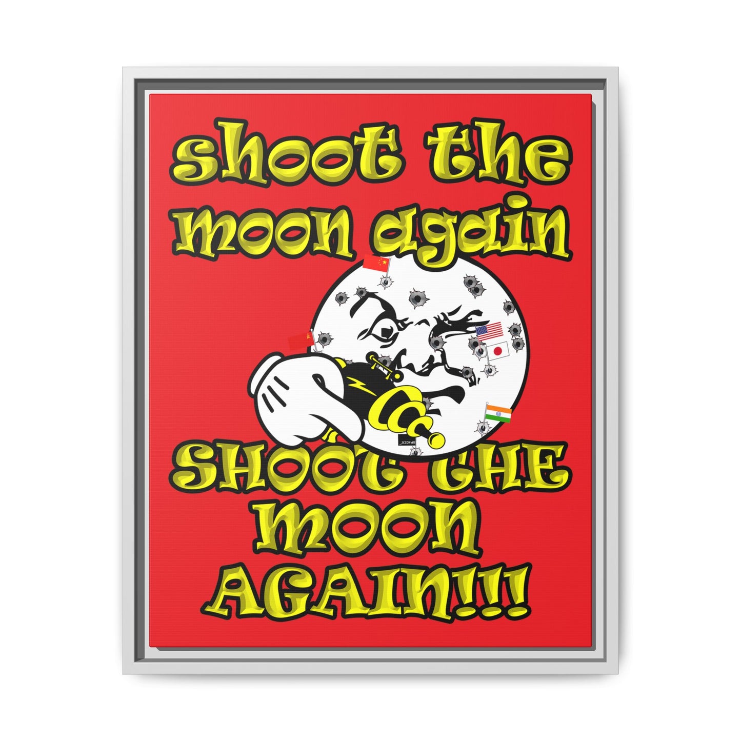 shoot the moon again - framed canvas art (red)