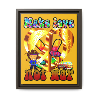 love peace - framed canvas art (yellow)