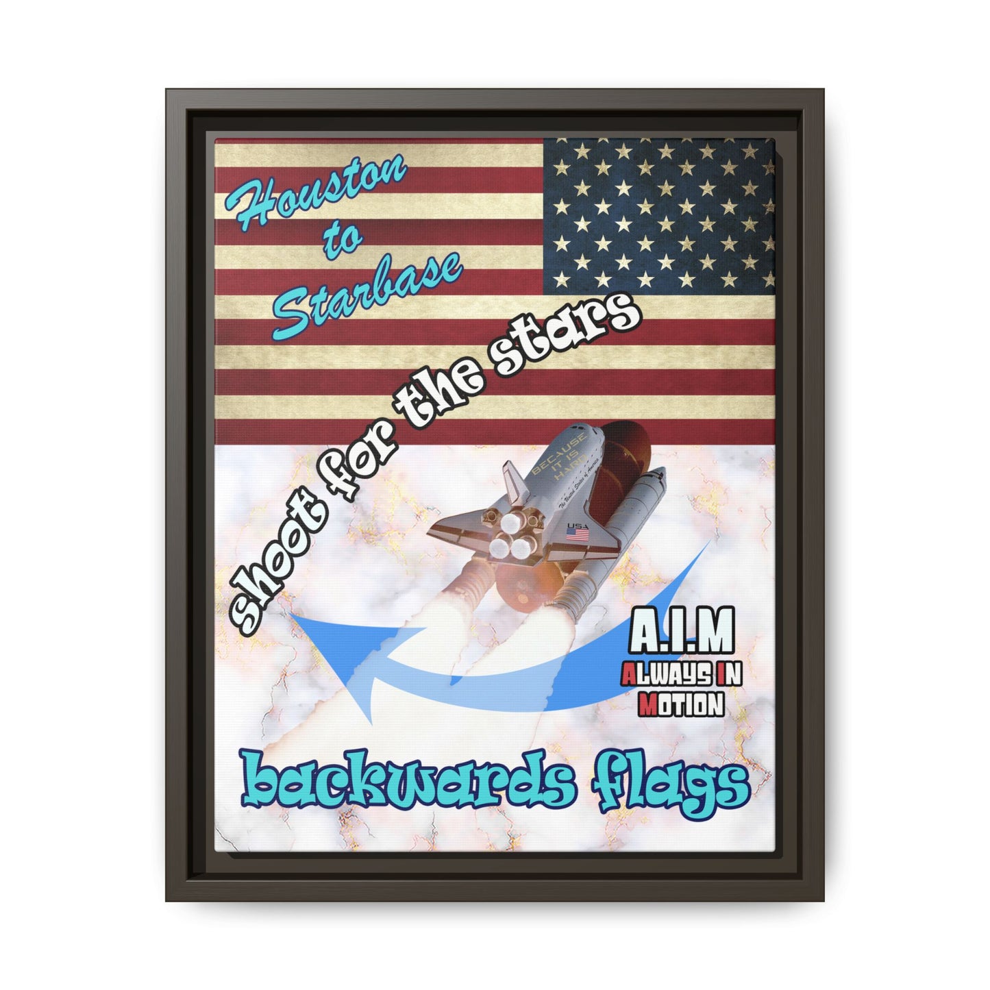 shoot for the stars - framed canvas art (white marble)