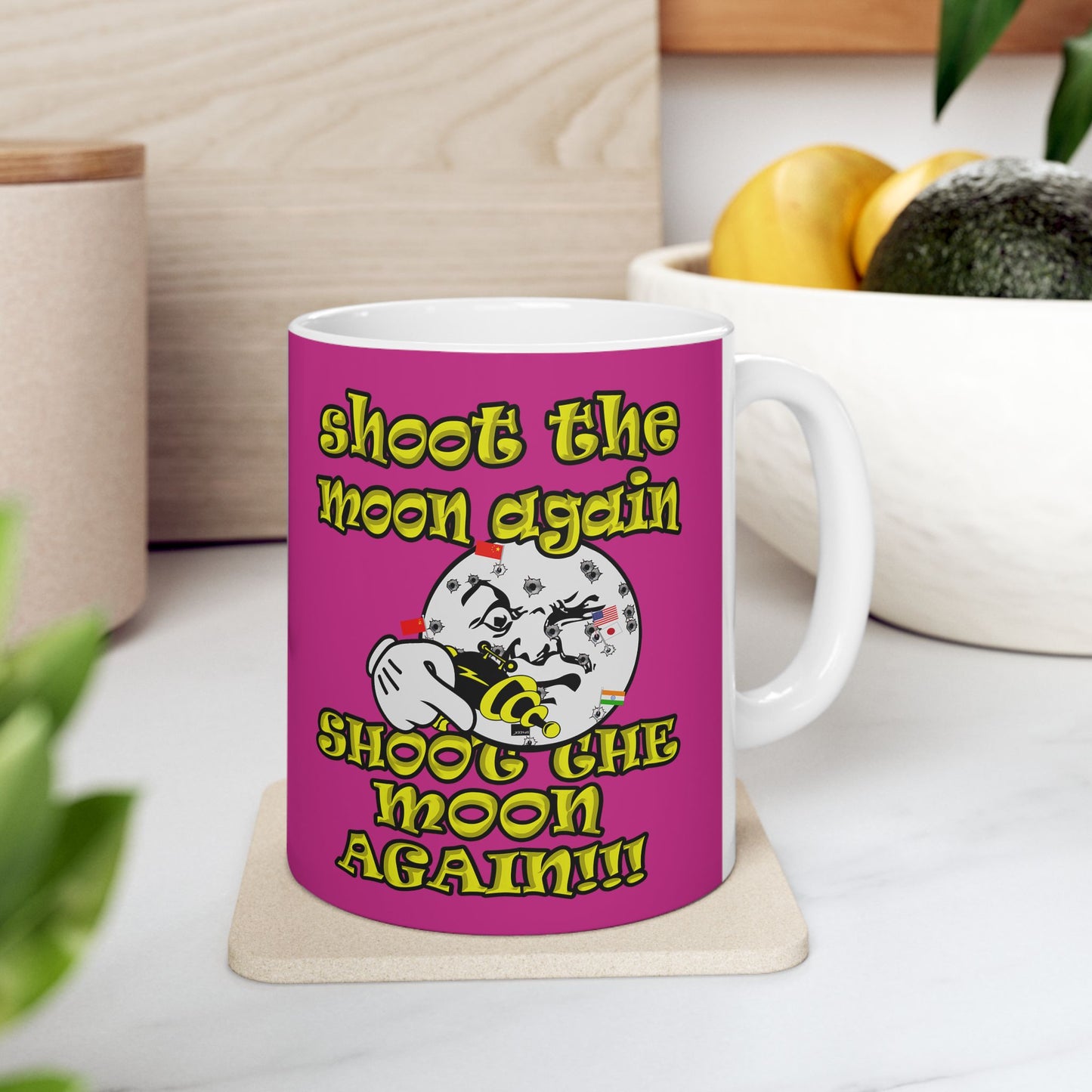 shoot the moon again - White Mug (pink)