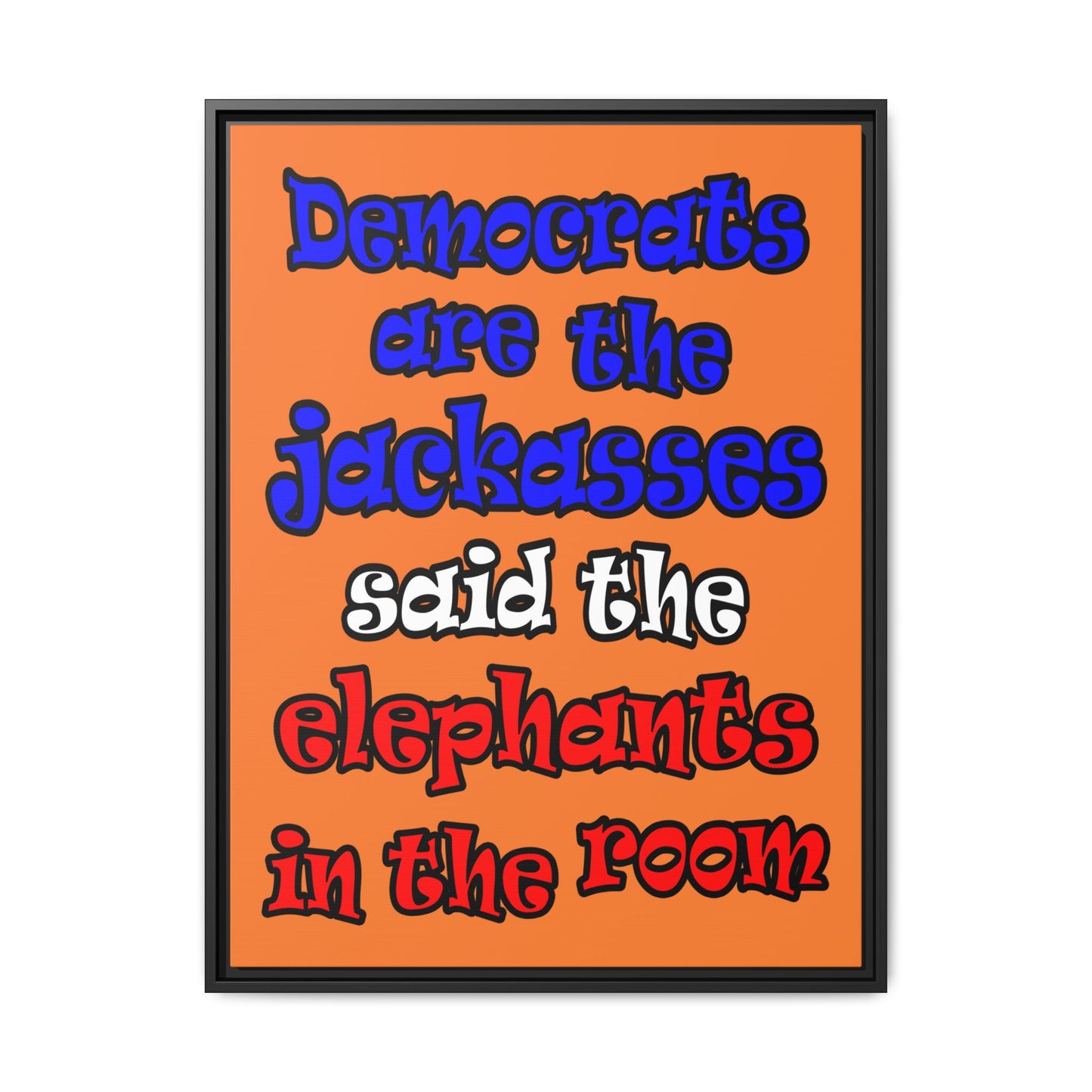 donkeys and elephants - framed canvas art (crusta)