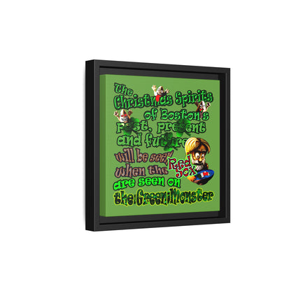 christmas spirits of boston - framed canvas art (green)