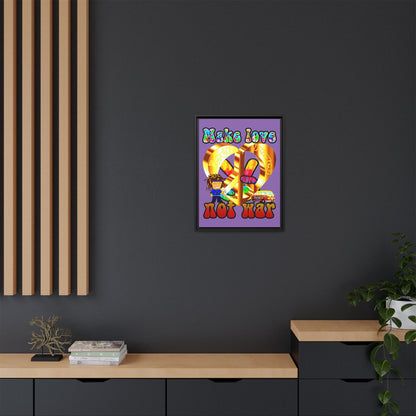 love peace - framed canvas art (light purple)