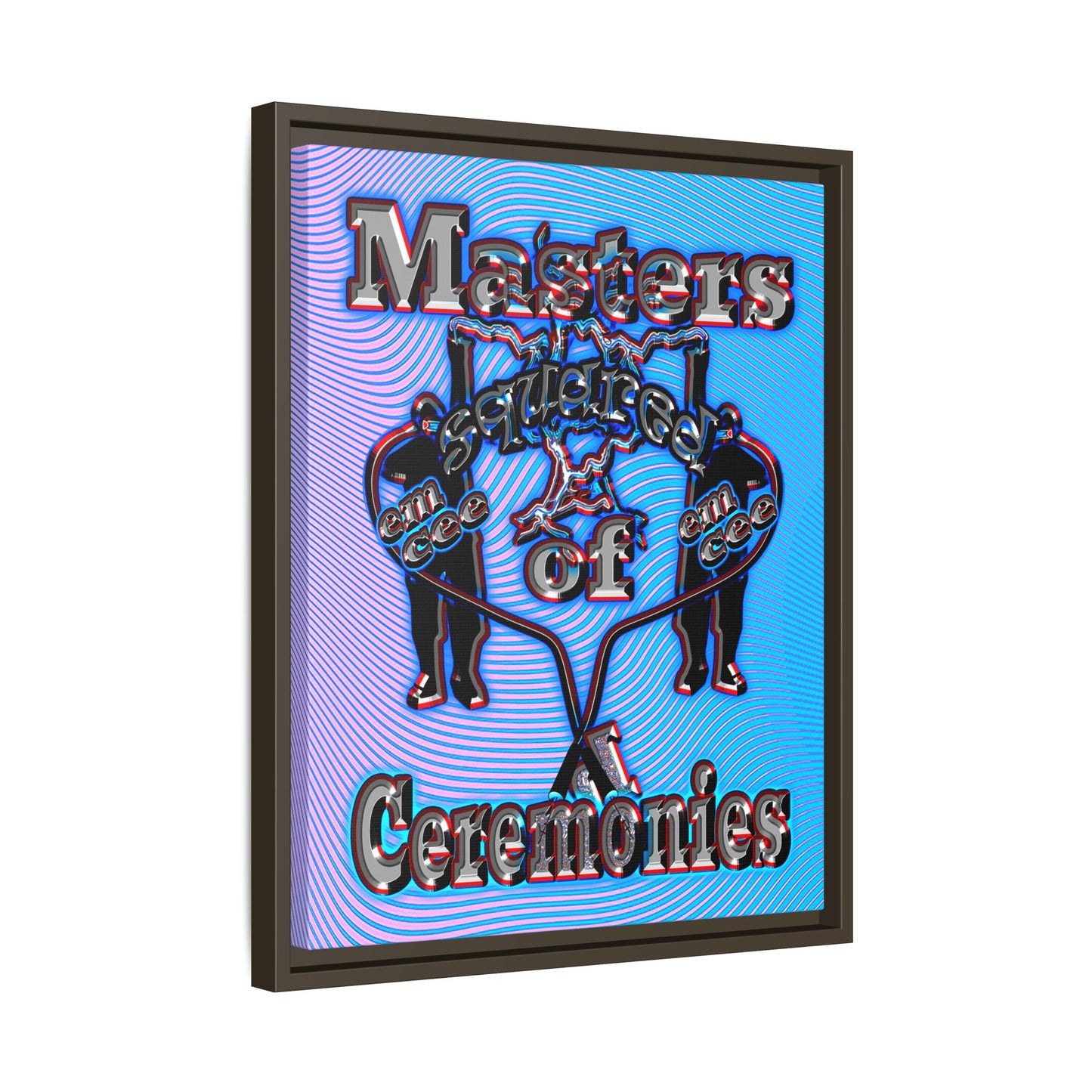 em cee squared - framed canvas art (light blue-purple wave)