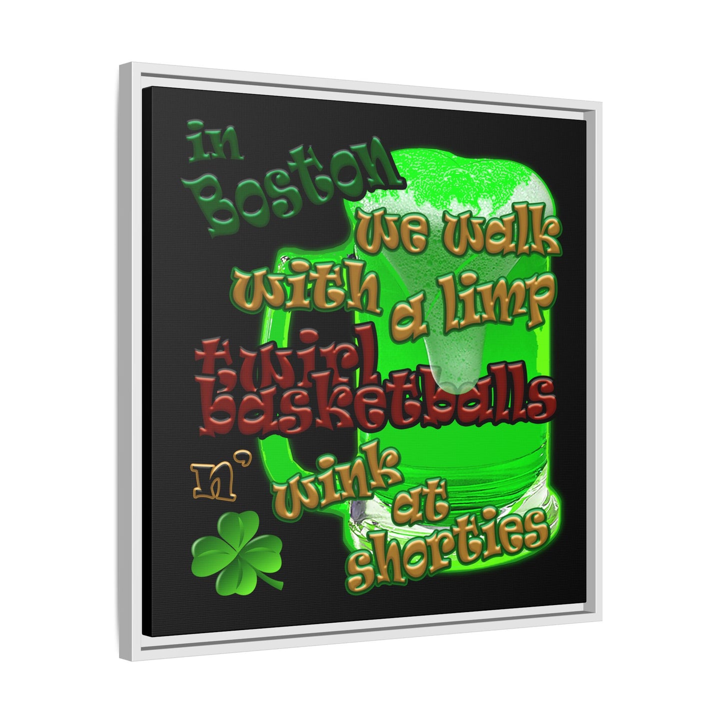celtics logo - framed canvas art (black)