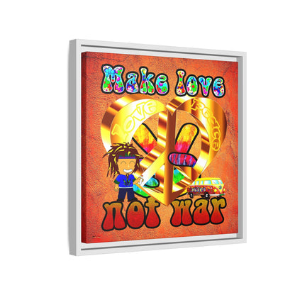 love peace - framed canvas art (burnt orange)