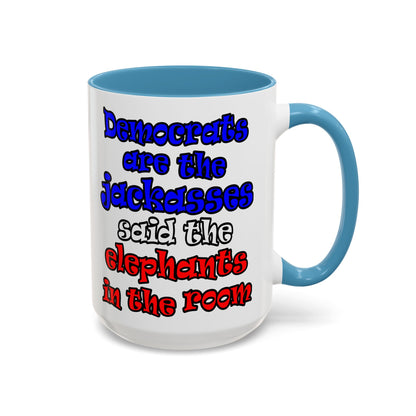 donkeys and elephants - Accent Mug (white)