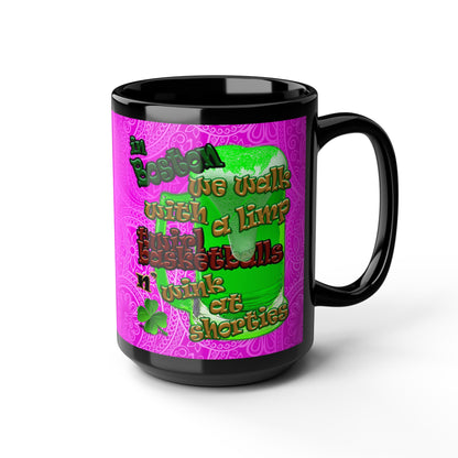celtics logo - Black Mug (pink swirl)