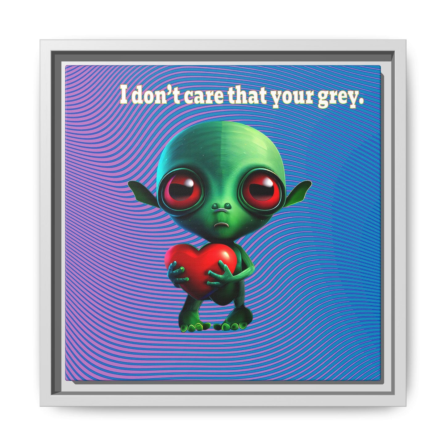 I don't care that your grey - framed canvas art (light blue-purple wave)