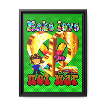 love peace - framed canvas art (logo green)