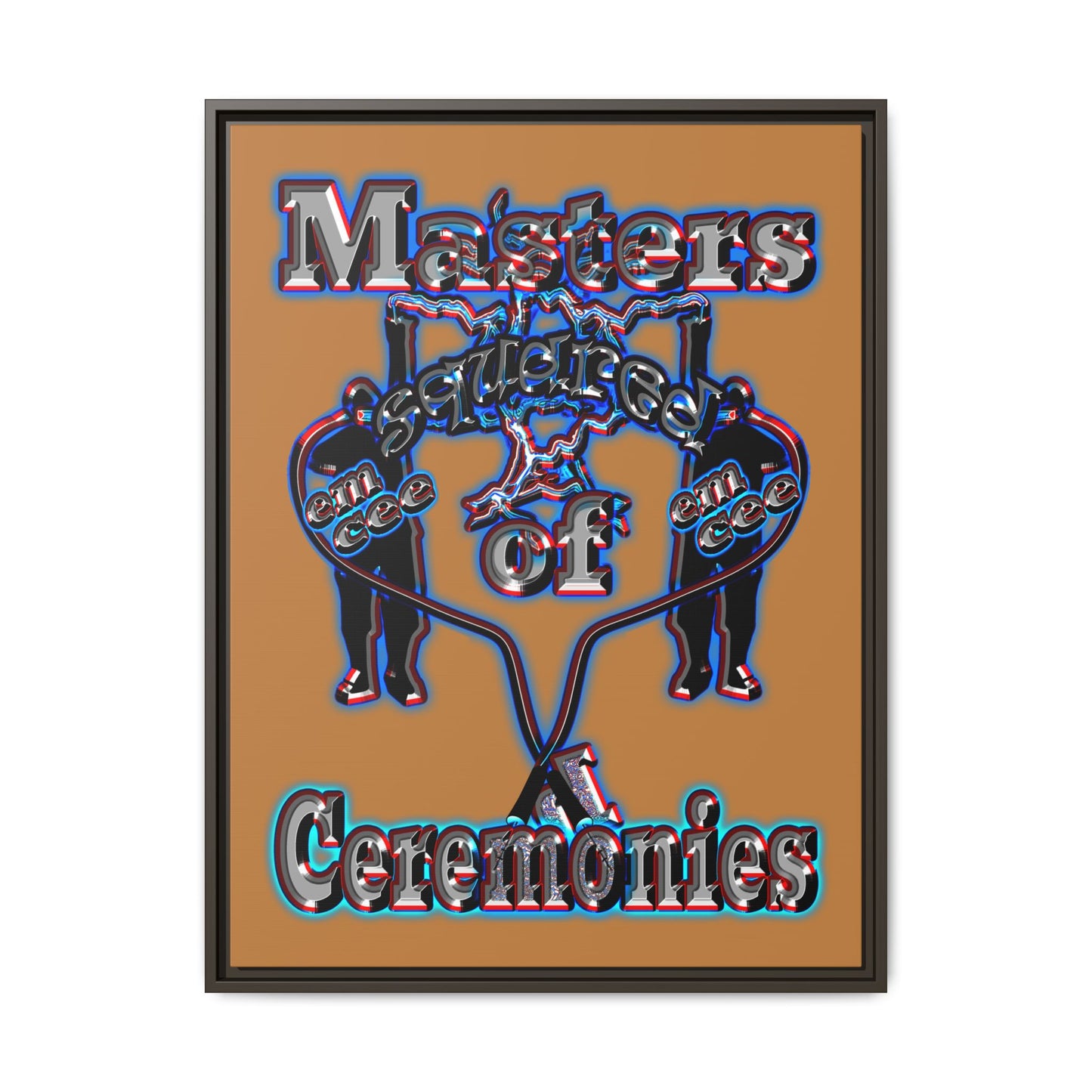 em cee squared - framed canvas art (light brown)